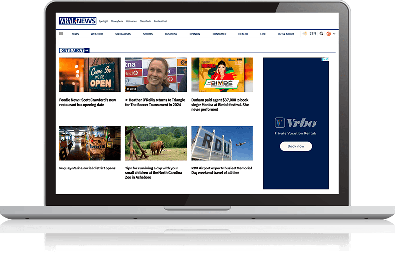 Laptop showing WRAL.com