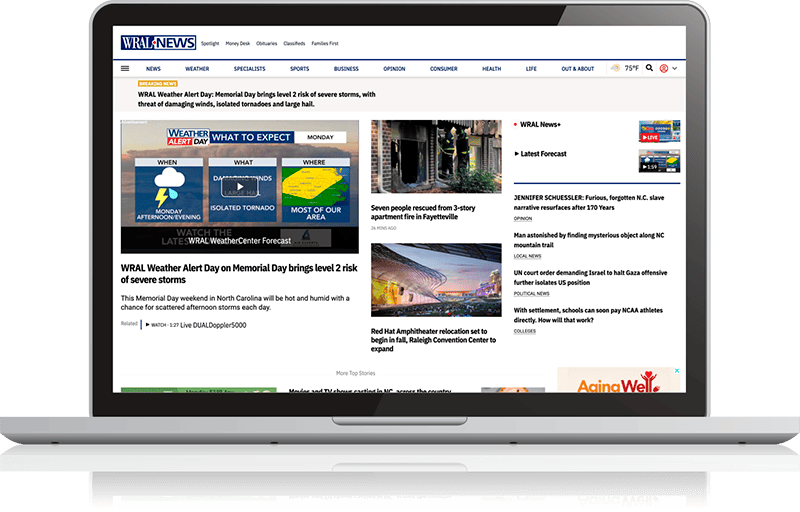 Laptop showing WRAL.com